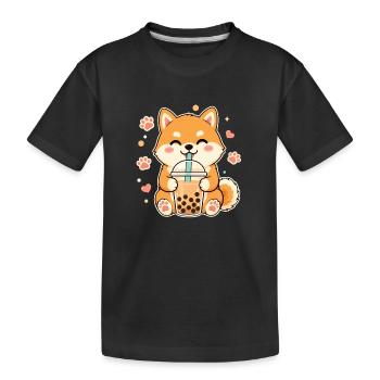 Shiba Inu Bulle Kawaii Doge mignon - T-shirt bio Premium Enfant - noir - Devant