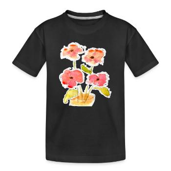 Bouquet de fleurs aquarellé - T-shirt bio Premium Enfant - noir - Devant
