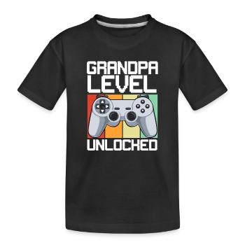 Opa Level Freigeschaltet - Kinder Premium Bio T-Shirt - Schwarz - Vorne