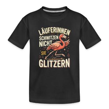 Läuferinnen Schwitzen nicht sie Glitzer Flamingo  - Kinder Premium Bio T-Shirt - Schwarz - Vorne
