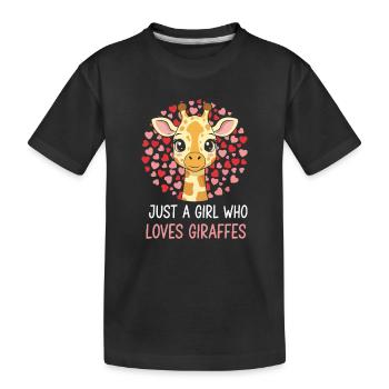 Mädchen liebt Giraffen Herz-Illustration - Kinder Premium Bio T-Shirt - Schwarz - Vorne
