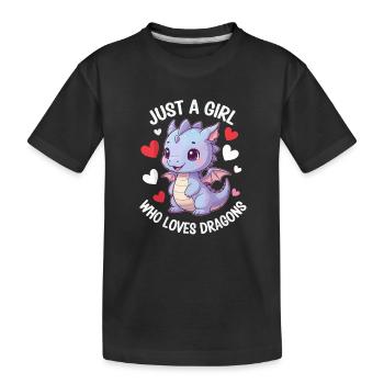 Just a Girl Who Loves Dragons - Kinder Premium Bio T-Shirt - Schwarz - Vorne
