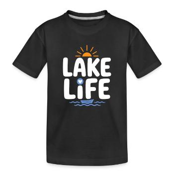 Lake Life Sonnenaufgangsabzeichen - Kinder Premium Bio T-Shirt - Schwarz - Vorne