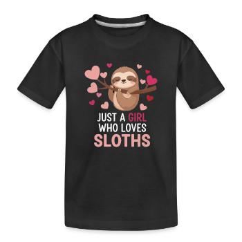 L’amour paresseux : Juste une fille paresseuse - T-shirt bio Premium Enfant - noir - Devant