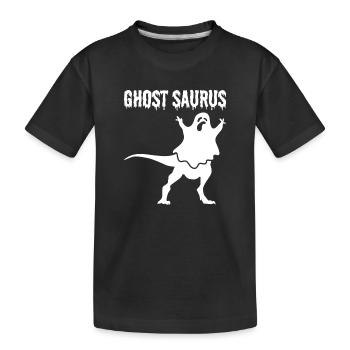 Funny Halloween Ghost Saurus Funny Ghost Dino - Kinder Premium Bio T-Shirt - Schwarz - Vorne