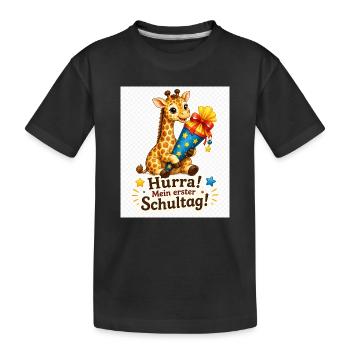 Erster Schultag Giraffen Geschenk - Kinder Premium Bio T-Shirt - Schwarz - Vorne