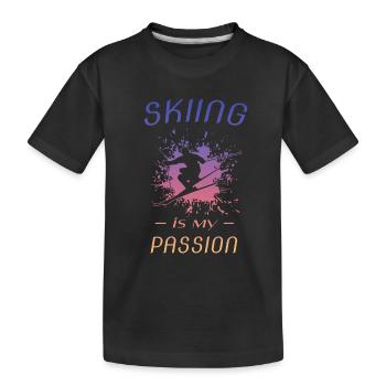 Skiing is my passion - Kinder Premium Bio T-Shirt - Schwarz - Vorne