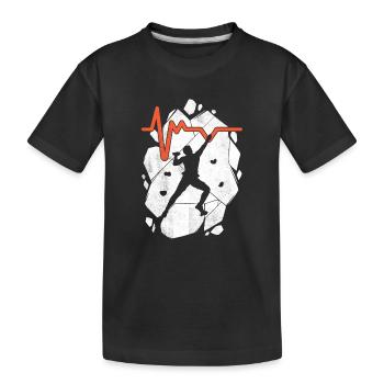 Klettern Bouldern Boulder Bergsteiger Kletterer - Kinder Premium Bio T-Shirt - Schwarz - Vorne