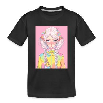 Anime, Anime Girl, Anime Girl, Elf - Kids' Premium Organic T-Shirt - black - Front
