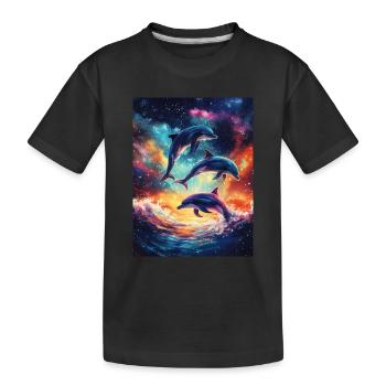 Galaxie des dauphins colorés - T-shirt bio Premium Enfant - noir - Devant