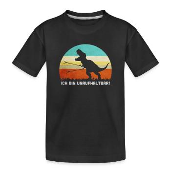 T-Rex ich bin unaufhaltbar vintage retro T Rex - Kinder Premium Bio T-Shirt - Schwarz - Vorne