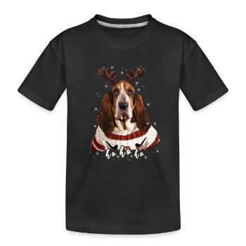 Weihnachtshund Basset - Kinder Premium Bio T-Shirt - Schwarz - Vorne