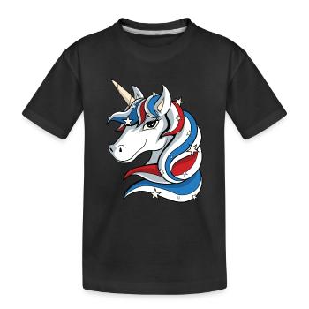 USA Amérique Licorne Chevaux - T-shirt bio Premium Enfant - noir - Devant