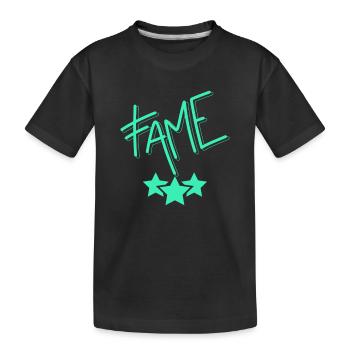 Neon Ruhm / Fame - Kinder Premium Bio T-Shirt - Schwarz - Vorne
