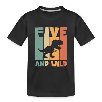 5 birthday Dino 5 years children's birthday - Kids' Premium Organic T-Shirt - black - Front