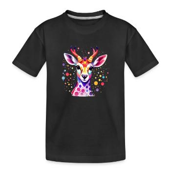 Süsses buntes Reh - Kinder Premium Bio T-Shirt - Schwarz - Vorne