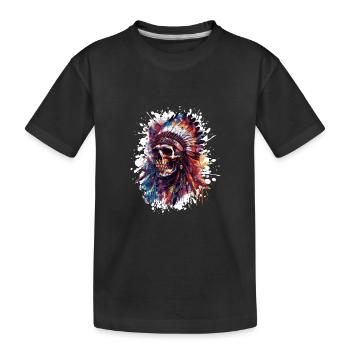 Indianer Totenkopf - Kinder Premium Bio T-Shirt - Schwarz - Vorne