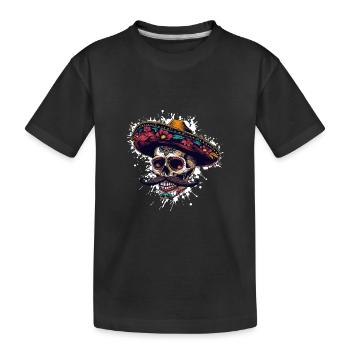Crâne Mexicain Sombrero - T-shirt bio Premium Enfant - noir - Devant