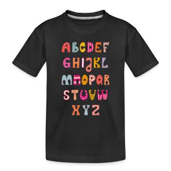 Alphabet, ABC for school beginners - Kids' Premium Organic T-Shirt - black - Front