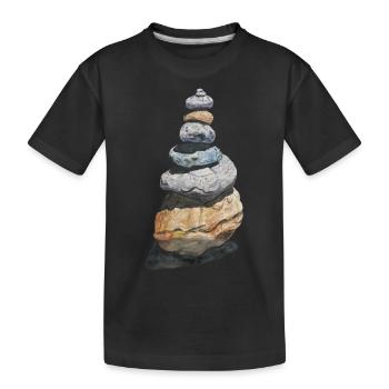 Stone Stack Stone Turret Cairn Hiking - Kids' Premium Organic T-Shirt - black - Front