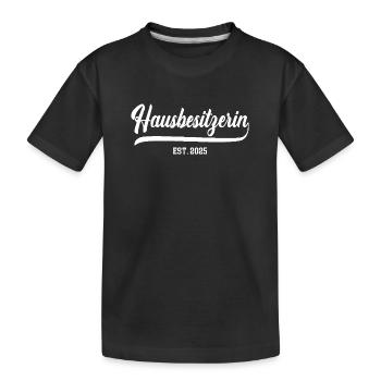 Hausbesitzerin seit 2025 Eigentümerin Bauherrin - Kinder Premium Bio T-Shirt - Schwarz - Vorne