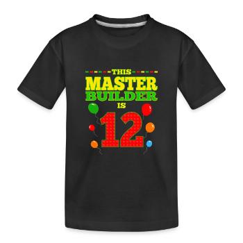 boys biMaster Builder 12 Years Old Block Building - Kinder Premium Bio T-Shirt - Schwarz - Vorne