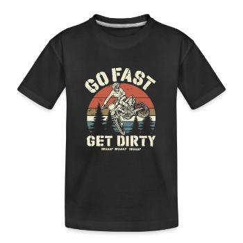 Ride fast, get dirty - motocross saying - Kids' Premium Organic T-Shirt - black - Front