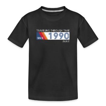 Drôle de voyage dans le temps anniversaire Design mai 1990 - T-shirt bio Premium Enfant - noir - Devant