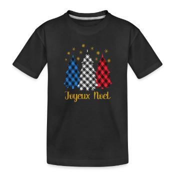 Joyeux Noël Sapins de Noël aux couleurs françaises - T-shirt bio Premium Enfant - noir - Devant