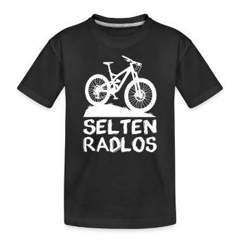 Selten Radlos Mountainbike weiss - Kinder Premium Bio T-Shirt - Schwarz - Vorne