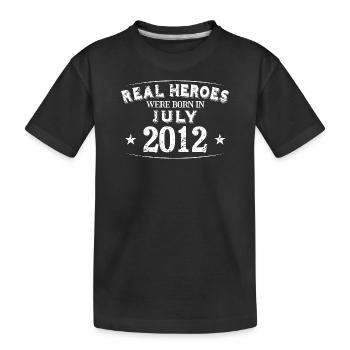 Real Heroes were born in July 2012 Birthday - Kids' Premium Organic T-Shirt - black - Front