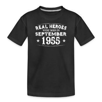 Real Heroes sont nés en septembre 1955 Anniversaire - T-shirt bio Premium Enfant - noir - Devant