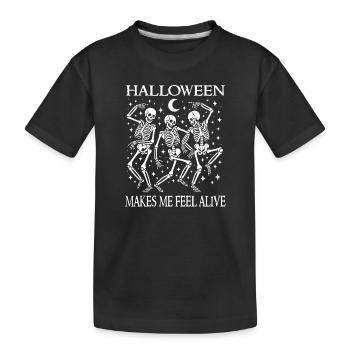 Lustiges Halloween tanzende Skelette Wortspiel Kostüm - Kinder Premium Bio T-Shirt - Schwarz - Vorne
