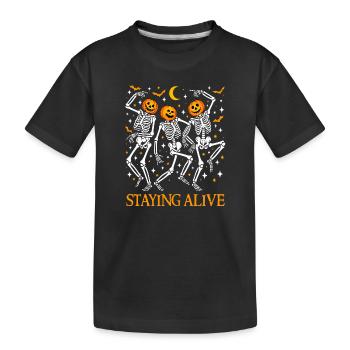 Am Leben bleiben Lustige Halloween tanzende Skelette - Kinder Premium Bio T-Shirt - Schwarz - Vorne