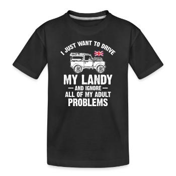 I Just Want To Drive My Landy - Kids' Premium Organic T-Shirt - black - Front