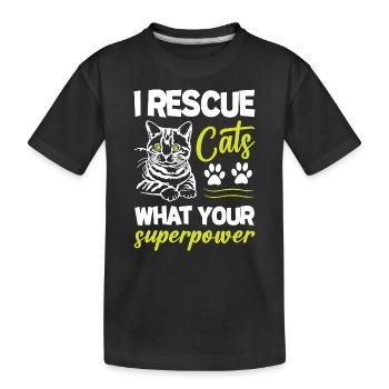 Je sauve les chats Quel est votre superpouvoir - T-shirt bio Premium Enfant - noir - Devant
