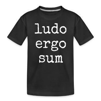 ludo ergo sum - ich spiele also bin ich - Spruch - Kinder Premium Bio T-Shirt - Schwarz - Vorne
