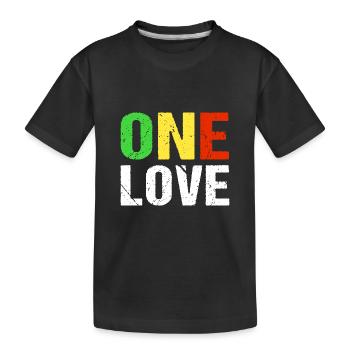 One Love Reggae Musik Jamaica - Kinder Premium Bio T-Shirt - Schwarz - Vorne
