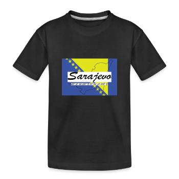 Sarajevo - Hauptstadt mit GPS & Flagge - Kinder Premium Bio T-Shirt - Schwarz - Vorne