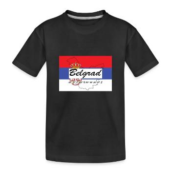 Belgrad - Hauptstadt mit GPS & Flagge - Kinder Premium Bio T-Shirt - Schwarz - Vorne