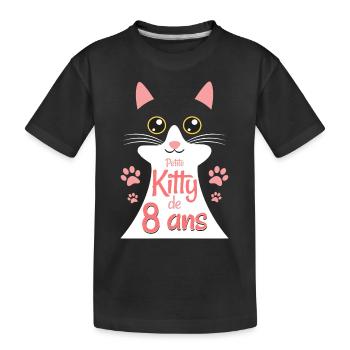Fillette De 8 Ans Chat 8ème Anniversaire Fille - T-shirt bio Premium Enfant - noir - Devant