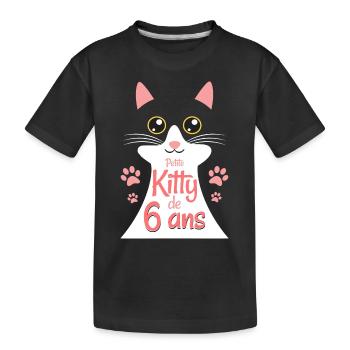 Fillette De 6 Ans Chat 6ème Anniversaire Fille - T-shirt bio Premium Enfant - noir - Devant