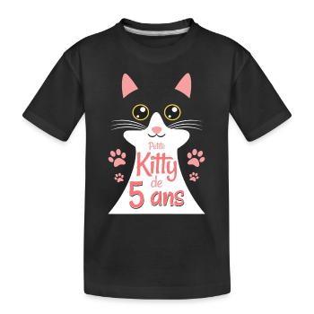 Fillette De 5 Ans Chat 5ème Anniversaire Fille - T-shirt bio Premium Enfant - noir - Devant
