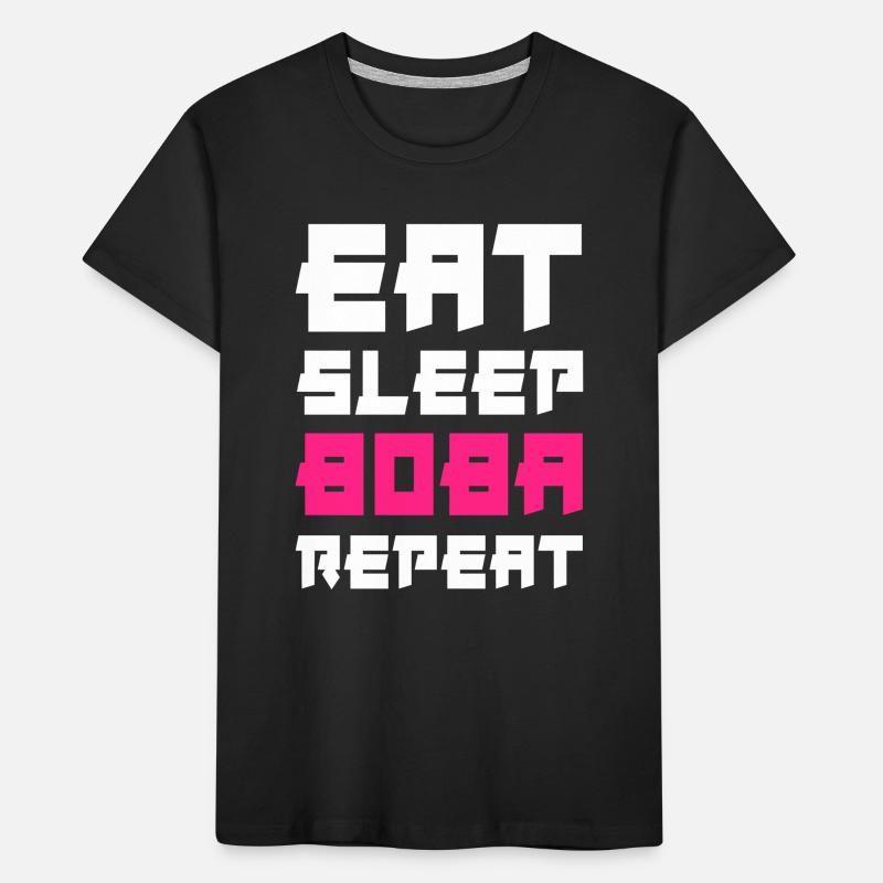 Manger Sleep Boba Répéter Bubbe Tea T-shirt bio Premium Enfant