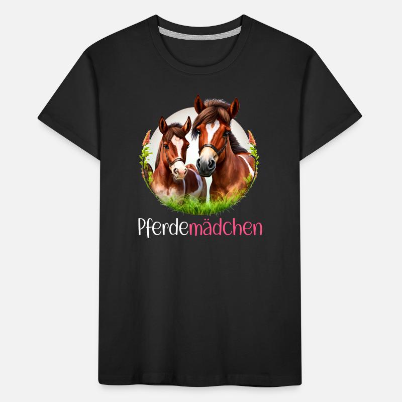 Pferdemädchen Pferdeshirt Pferd Reiterin Mädchen Kinder Premium Bio T-Shirt