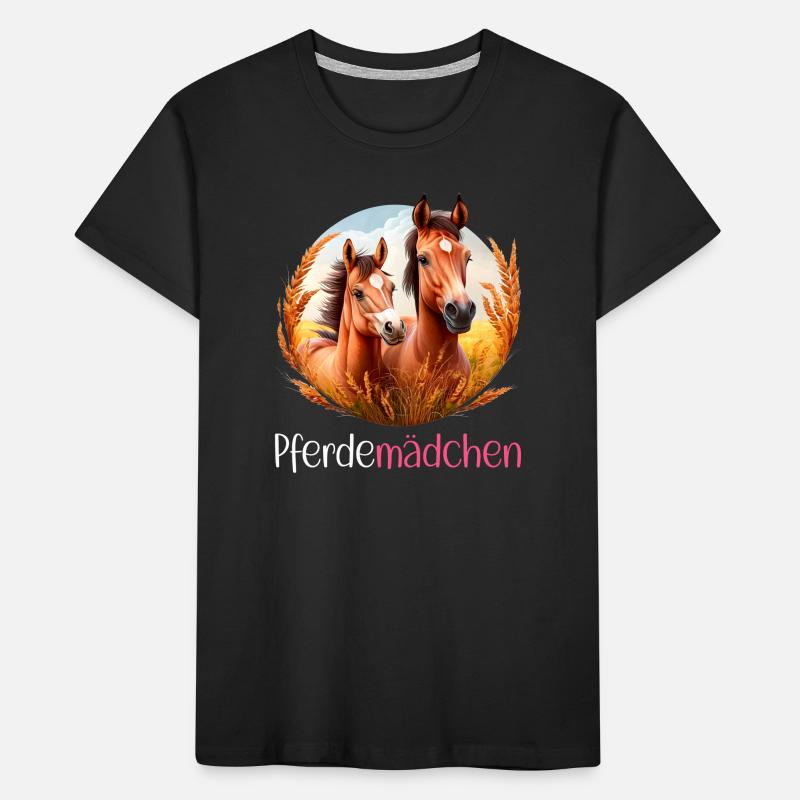 Pferdemädchen Pferdeshirt Pferd Sommer Mädchen Kinder Premium Bio T-Shirt