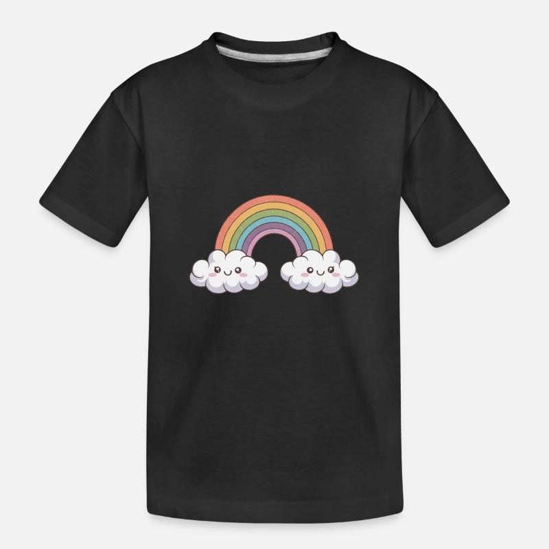 Fröhliche Regenbogenfreunde - Kinder Premium Bio T-Shirt - Schwarz