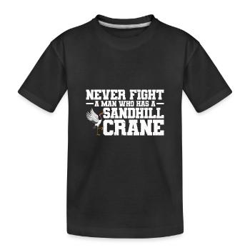 Kranich - Kinder Premium Bio T-Shirt - Schwarz - Vorne
