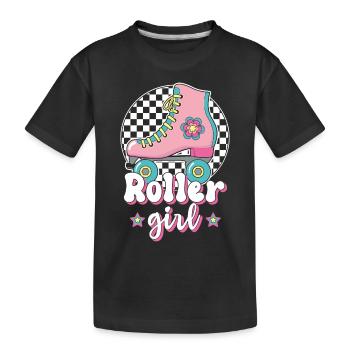 Roller Girl Rollschuh Rollschuhläuferin Geschenk - Kinder Premium Bio T-Shirt - Schwarz - Vorne