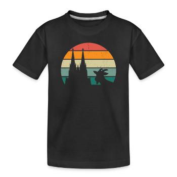 Cologne, my city! With cathedral, sun and goat - Kids' Premium Organic T-Shirt - black - Front